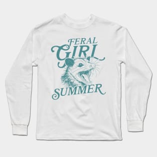 Feral Girl Summer Funny Opossum Vintage Long Sleeve T-Shirt